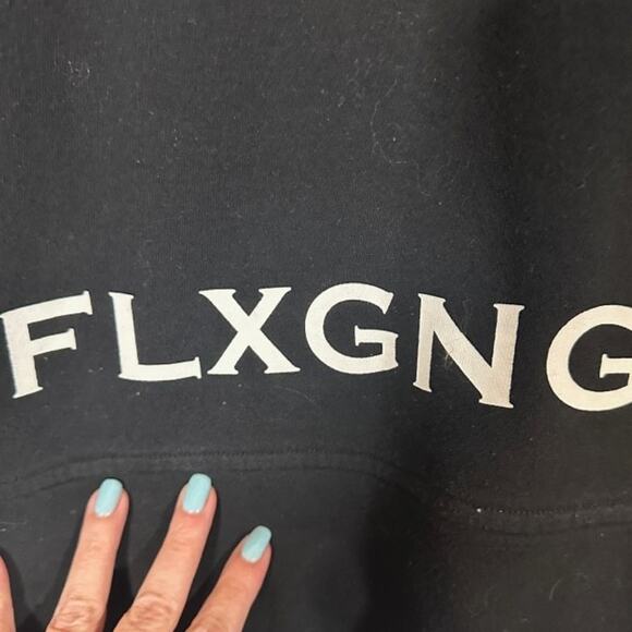 Flex Gang Black Logo Graphic Loose Fit Long Sleeve Pullover Sweatshirt Men Sz L - Picture 8 of 9